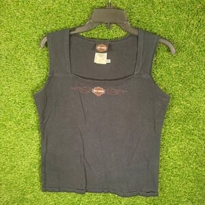 Harley Davidson Mens Black Sleeveless Tank Top Shop of Rochester Graphic Size L